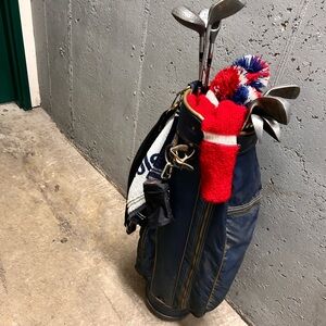 Classic Blue Golf Bag with Clubs